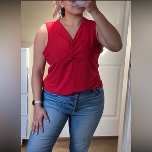 Vintage Red chic tank top with ruching